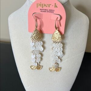 Piper K | Natural Shell Glass Stones Fish Earrings